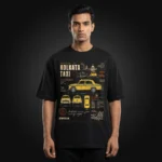Holud Taxi Kolkata yellow cab graphic t-shirt, front print