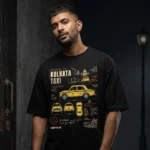 Holud Taxi Kolkata yellow cab graphic t-shirt, front print