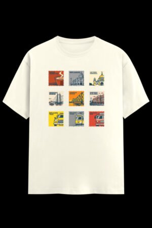 Kolkata Stamps Light Shades Regular graphic t-shirt from Kolkata, front print