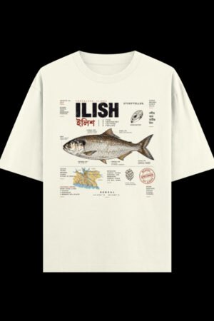 Ilish First Fish of the Rain Oversized graphic t-shirt from Kolkata, front print