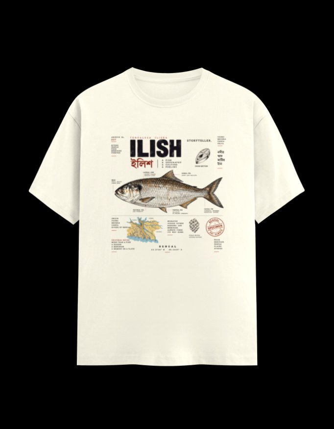 Ilish First Fish of the Rain Regular graphic t-shirt from Kolkata, front print Ilish First Fish of the Rain Regular graphic t-shirt from Kolkata, front print