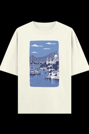 Hooghly Blue Oversized graphic t-shirt from Kolkata, front print
