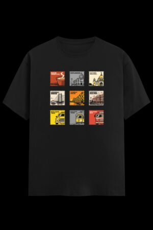 Kolkata Stamps Dark Shades Regular graphic t-shirt from Kolkata, front print