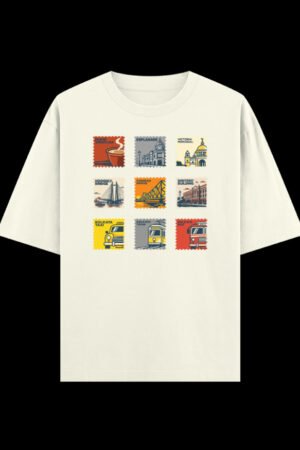 Kolkata Stamps Light Shades Oversized graphic t-shirt from Kolkata, front print